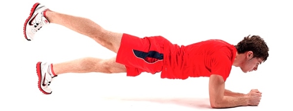 Упражнение "Планка" с поднятием ноги